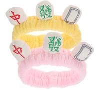 VICASKY Mahjong Design for 2pcs Creative Face, Headband and Women Headbands Plush Wash Keeps from Face, Lovely Chic Quick Hair for Makeup Bath
