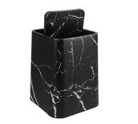 VICASKY Marble Pattern Rectangular Trash Can with Lid for Home Office | Plastic Wastebasket, Black Finish, Space Saving Shape, for Paper Waste and Household Use