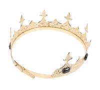 VICASKY Men's Full Round Metal King Crown Hair Accessory Comfortable Gothic Tiara Headband for Birthday Wedding Party Fit Prince Style in Gold Black