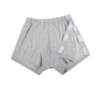 VICASKY Men's Incontinence Cotton Underwear XL Light Grey Easy-wear Side-Open Surgery Pants for Disabled Elderly Breathable Quick-Dry Flat Briefs for Fracture and Bedridden Care