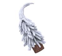 VICASKY Mini Cedar Tree with Tilted Design and Rustic Wooden Base Snow Flocked Artificial Christmas Tabletop Decoration for Holiday Party and Festive Home Display