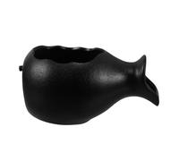 VICASKY Mini Ceramic Spitter Water Fountain Jug with Open Top for Indoor Outdoor Garden Fish Tank Decoration Flatbottom Design with Rear Water Inlet Artistic Hydroponic Pot Planter for