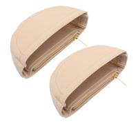 VICASKY Mini Half round Felt Purse Organizer Insert with Zipper for Women | Beige Thickened Felt Build, Multiple Pockets and Flexible Fit, for Commute, Bucket Purse and Half Moon Bags