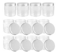 VICASKY Mini Mason Jars Set 200ml Small Glass Honey Pots Silver Aluminum Lids Household Jam Storage Bottles Sealing Containers for Sauce and Syrup 12 Pieces