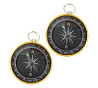 VICASKY Mini Pocket Compass Keychain, 1 Pair Golden Aluminum Alloy Lightweight Outdoor Compass, Portable and Versatile for Hiking and Camping Adventures