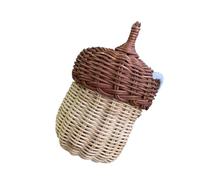 VICASKY Mini Rattan Bag Creative Basket Shaped Photo Prop for Lightweight Crossbody Pouch for Photography Unique Stylish Accessory