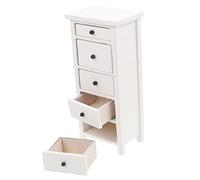 VICASKY Mini Wooden Cabinet Model for Dollhouse White Five Storage Furniture Miniature Accessory for Playtime and Micro Scene Decoration