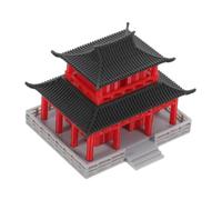 VICASKY Miniature Chinese Pavilion Decor for Fish Tank Micro Landscape Black-red Ancient Building Model Elegant Oriental Garden Adornment for Home Office