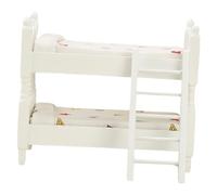 VICASKY Miniature Doll House Bunk Bed Model, Mini Furniture Prop with Geometric Design, Dollhouse Bedroom Accessory for Doll Play and Decoration