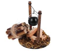 VICASKY Miniature Dollhouse Accessories Set - 2pcs Outdoor Garden Hanging Pot and Tiny Camp Firewood Décor for Doll House Scene Prop and Mini Camping Fire Pit Ornament