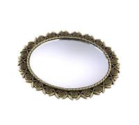 VICASKY Miniature Dollhouse Mirror Vintage Embossed Bronze Frame Baroque Wall Decoration for Mini House and Dollhouse Accessories