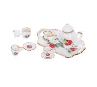 VICASKY Miniature Porcelain Tea Ceramic Dollhouse Accessories Mini Teacup and Teapot for Pretend Play Collectible Miniatures Dollhouse Decor