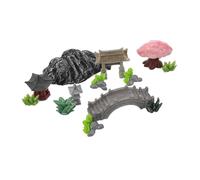 VICASKY Miniature Zen Garden Accessories Fade Resistant Stone Pagoda and Bridge Figurines Compact Chinese Style Micro Landscape Decor for Patio Balcony Desktop Aquarium