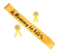 VICASKY Mommy Sash with Daddy Corsage Badge Yellow Maternity Shower Photo Props Bee Design Fashionable Shower Accessories for Expecting Parents