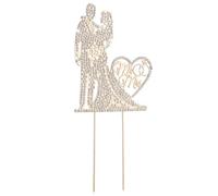 VICASKY Mr and Mrs Wedding Cake Topper Gold and Silver Heart Metal Couple Decoration for Engagement Anniversary Party Cake Adornments