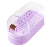 VICASKY Nail Drill Bit Organizer Storage Case with 30 Holes Purple Manicure Polisher Display Box with Cleaning Brush Professional Nail Art Supply for Salon Use