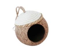 VICASKY Natural Coconut Shell Bird Nest for Small Pets Compact Sleeping House with Hanging Rope for Birds Hamsters Squirrels and Budgies Fine Workmanship Small Pet Living Nest