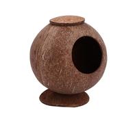 VICASKY Natural Coconut Shell Squirrel Nest with Craftsmanship, Beautiful Desktop Hamster Nest for Pet Squirrels and Guinea Pigs, for Winter and Summer Use