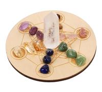 VICASKY Natural Crystal Column Stones Set with Wooden Divination Plate for Meditation, Reiki, and Chakra Balancing in Home Decor and Spiritual Practice