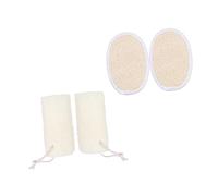 VICASKY Natural Loofah Bath Brush Set 4pcs Exfoliating Shower Tool for Deep Cleansing for Skin Types for Spa and Home Use