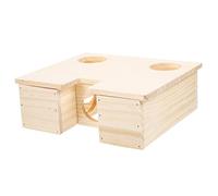 VICASKY Natural Solid Wood Hamster Habitat with Multi Chamber Maze Design Safe Smooth Surface Pet and Guinea Pig Cabin Removable Lid for Easy Cleaning and Roof Activity Platform for Small