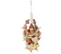 VICASKY Natural Wooden Bird Parrot Foraging Hanging Wear-resistant Design, Suitable for Macaw and Parrot, Can Be Fixed on Pet Cage for Chewing and Playing