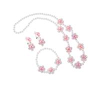 VICASKY Necklace Jewelry Set for Pearl Flower Design Bracelet Earrings Fade-resistant Accessories Comfortable Princess Dress-up Party Gift