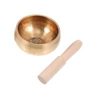 VICASKY Nepalese Buddha Meditation Singing Bowl Set 8cm Flat-bottom Copper Sound Bowl with Cross Mallet and Peach Wood Stick for Yoga Music Therapy and Mindfulness Practice