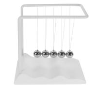 VICASKY Newton’s Cradle Pendulum Balls Metal Physics Ornament with White Ripple Base, Desktop Science Balance for Office and Home Decor, Educational Physics Swinging Balls