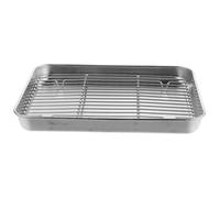 VICASKY Non-Stick Stainless Steel Baking Tray with Wire Cooling Rack Medium Cookie Pan for Oven Roasting Grilling Crisping Chicken and Vegetables Baking Sheet and Rack