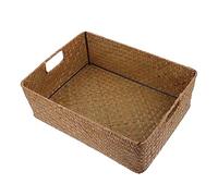VICASKY Nordic Style Large Handwoven Seagrass Storage Basket Multi Functional Sundries Organizer for Desktop Bedroom Living Room Rustic Weave Container for Cosmetics and Home Essentials