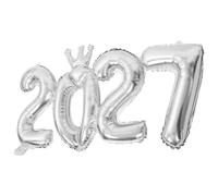 VICASKY Number Balloons Silver Foil 33.9" for New Year Wall Decor, Graduation Party Decoration, Highly Visible and Easy to Inflate Aluminium Film Balloons