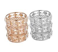 VICASKY Organizer Applications Holder and Desktop Pen Brush Makeup 2pcs Crystal Wide with Big Opening Design, Elegant Makeup Organizer for Desktop Decor