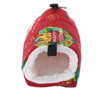 VICASKY Parrot Thick Cotton Nest Christmas Printing Cozy Hammock Bed Warm Sleeping Sack Hanging Hideaway Cave Hut for Parrot African Grey Finch Parakeet Red