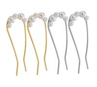 VICASKY Pearl French Hair Pins u Shaped Vintage Hair Accessories 4pcs for Buns Women Set