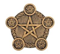 VICASKY Pentacle Star Candleholder Creative Copper Desktop Candlestick Decor for Rituals and Photo Props, Sacrifice Candle Stand Suitable for Home Altar and Halloween Decoration