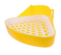 VICASKY Pet Training Litter Box Triangular Plastic Rabbit Potty Corner Tray Yellow Mini Guinea Pig Chinchilla Toilet for Small Animals