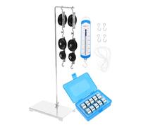 VICASKY Physics Teaching Tools Pulley Block Set with Galvanized Stand, 5 Newton Spring Balance and 50G Hook Weights, Student Physics Experiment Kit for Mechanics Learning and School