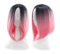 VICASKY Pink Gradient Wig for Women Short Straight Bob Wig High Temperature Resistant Synthetic Hair for Cosplay and Daily Wear