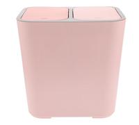 VICASKY Pink Plastic Double Trash Can with Dual Lids Large Capacity | Dry and wet waste separation, thickened build, easy to clean, for dorm rooms and small spaces