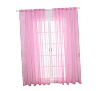 VICASKY Pink Sheer Curtains with Glitter Star Foil, Polyester Voile Window Screening Panel, Romantic Elegant Style for Girls Bedroom and Living Room, 100x200cm