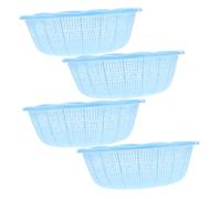 VICASKY Plastic Rice Washing Basket Set of 4, Multifunctional Food Strainer Colanders for Vegetables and Fruits, Sturdy Plastic Basin Suitable for Kitchen Rice Washing and Food Draining Random Color
