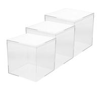 VICASKY Plastic Square Cube Boxes and Smooth Opening Sturdy Structure 3pcs with Lids Stackable Design for Candy Storage for Wedding and Graduation Favour Containers