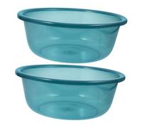 VICASKY Plastic Wash Basins Blue 2pcs for Home and Salon Use Large Capacity Face Cleansing and Foot Washing Bowls, Sturdy Wear-Resistant Multipurpose Basins
