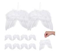 VICASKY Plume Decorative Wing Pendants Angel Wings Hanging Ornaments White 10pcs Christmas Tree Decoration for Holidays and Party Window Display or Car