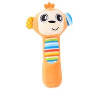 VICASKY Plush Animal Rattle Handheld for Newborns and Boy Girl Soft Handmade Orange Monkey Bright Colors for Sensory Development and Early Learning Easy to Hold and Play