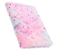 VICASKY Plush Cover Cute Notebook with Colorful Heart Pattern, Soft Writing Journal, Cartoon Diary Gift for Students and School Use