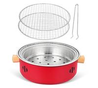 VICASKY Portable Charcoal Grill Iron Tabletop Barbecue Stove Lightweight Outdoor Camping Bbq for Courtyard Gatherings with Red
