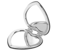 VICASKY Portable Heart Shaped Mini Compact Mirror Double-sided Folding Makeup Mirror for Purse Pocket with Silver Frame and Bow Accent Lightweight for Women