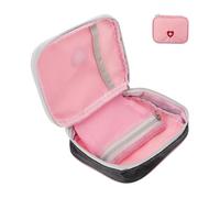 VICASKY Portable Mini Medicine Storage Bag Pink Polyester Emergency Medicine Organizer for Travel Hiking and Outdoor Activities Durable Double Head Zipper Design for Family and Friends